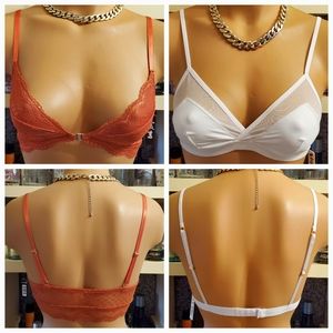 BootayBag Bralette Lingerie XS Orange #BB87114 White #BB87464 Lot of 2 NWT